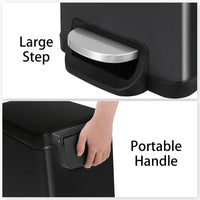 Arlopu 13.2 Gal Slim Kitchen Trash Can with Lid, 50L Stainless Steel Garbage Can, Large Kitchen Rubbish Can, Step Trash Bin w/Foot Pedal and Inner Bucket, Bathroom Trash Can Airtight (Black)