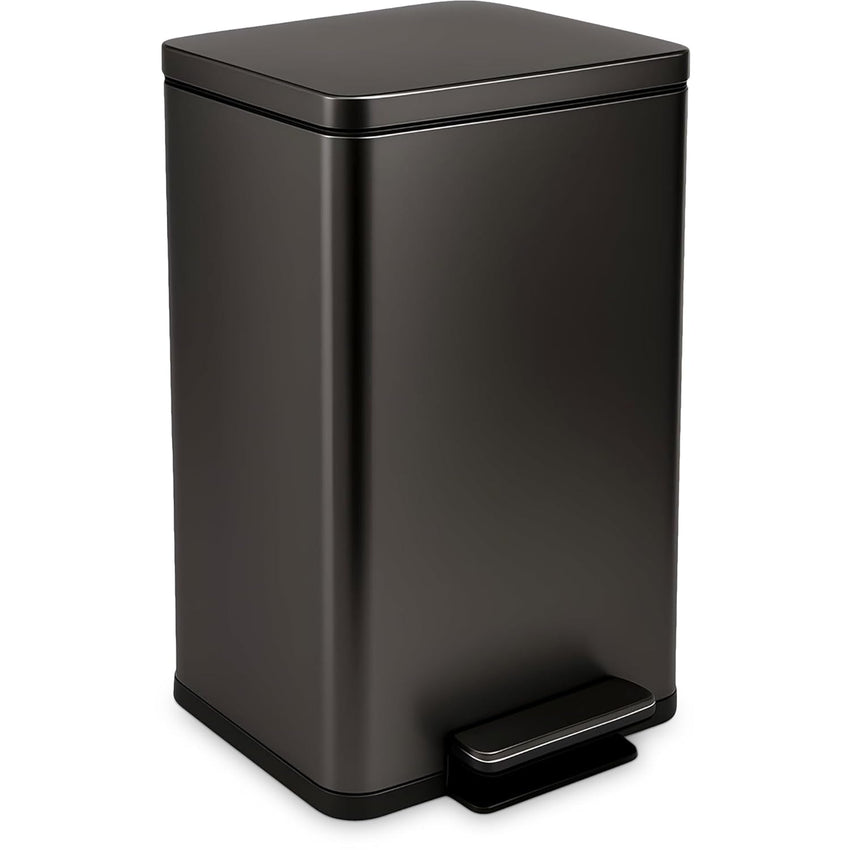 SIMPLI-MAGIC 13.2 Gallon (50L) Step Trash Can – Kitchen Garbage Can with Slow-Close Lid – Odor Control, Hands-Free, Easy to Clean, Brushed Stainless Steel