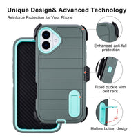 for Phone Case iPhone 16 Plus Case Black with Belt Clip Heavy Duty Holster for ShockPlusof Cases,3 Layers of Sturdy,Military Grade Defender Cover for iPhone 16 Plus Cases Black 6.7 Inch