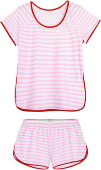 Hilinker Womens Sexy Pajama Set Ruched Lace Trim Cami and Shorts Summer Cute Pjs 2 Piece