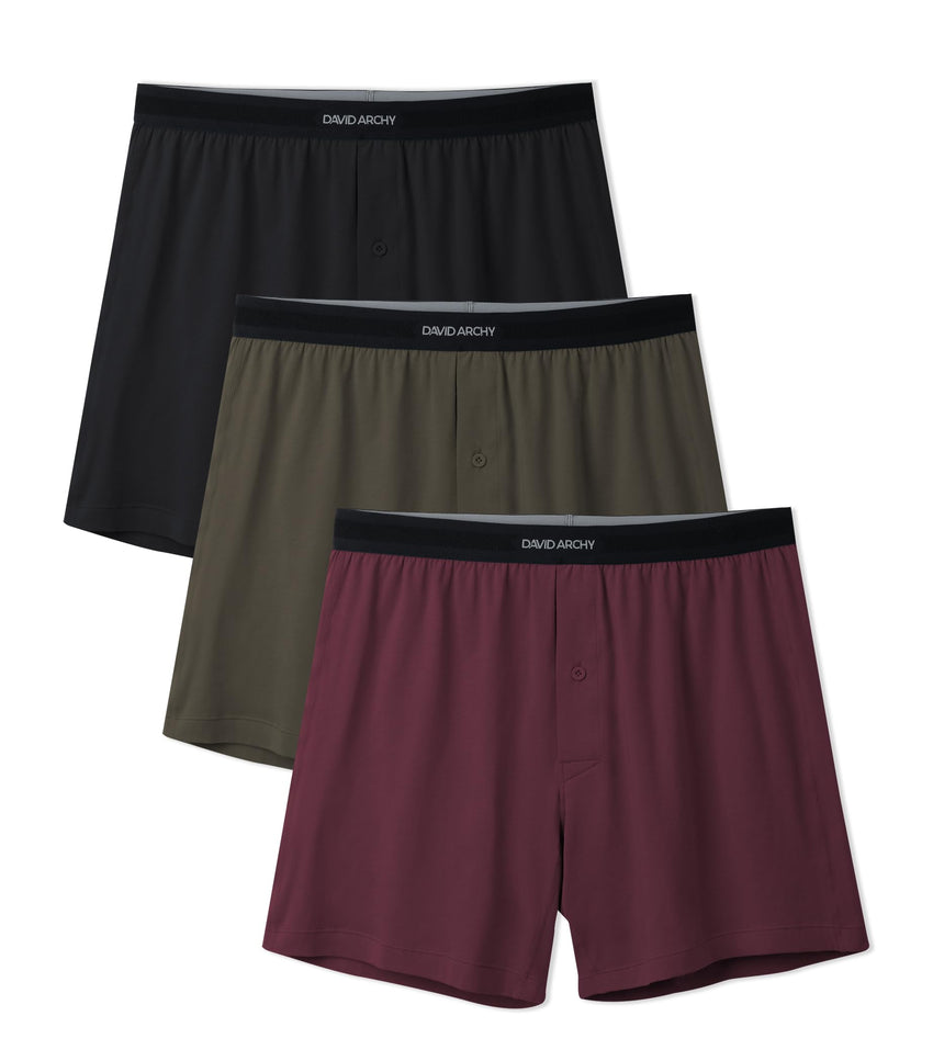 DAVID ARCHY Combed Cotton Boxers for Men Soft Underwear Mens Boxers Knit Boxer Shorts for Men Pack