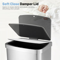 Goplus 13 Gallon/ 50L Touchless Trash Can, Rectangular Motion Sensor Trash Bin with Soft Close Lid & Deodorizer Compartment, Stainless Steel Automatic Garbage Can for Kitchen, Office