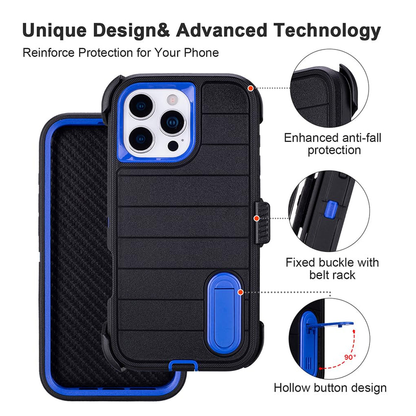 for Phone Case iPhone 16 Pro Case Black with Belt Clip Heavy Duty Holster for Shockproof Cases,3 Layers of Sturdy,Military Grade Defender Cover for iPhone 16 Pro Cases Black 6.3 Inch