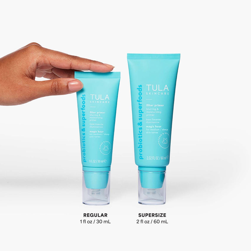 TULA Skin Care Face Filter Blurring and Moisturizing Primer - Evens the Appearance of Skin Tone & Redness, Hydrates & Improves Makeup Wear