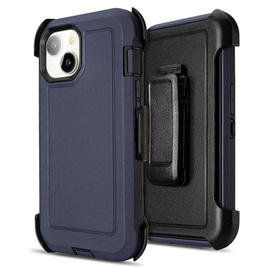 Shockproof Case for iPhone 16 Plus, Heavy Duty, Anti-Drop, 3 Layers, Grey with Belt Clip