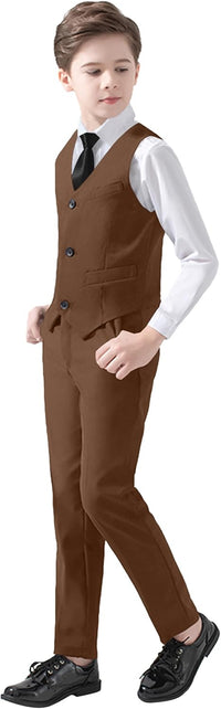 Boys Suits 5 Piece Slim Fit Suit for Kids Formal Ring Bearer Suits