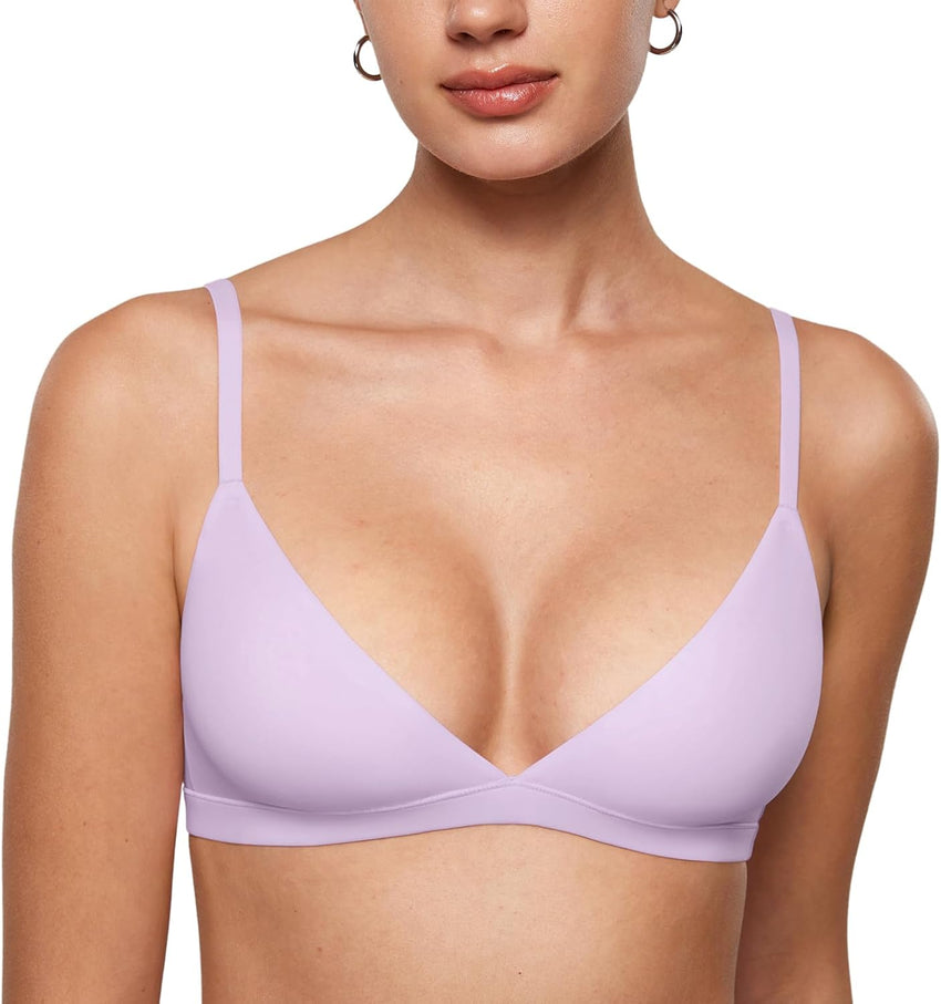 INLYRIC Women's Inbarely Triangle Bralette Plunge Unlined Seamless Bra No Underwire Sexy Comfortable Everyday
