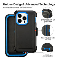 for Black iPhone 16 Pro Case with Belt Clip, for Shockproof iPhone 16 Pro Case Heavy Duty,3 Layers of Sturdy,Anti-Drop,Military-Grade Defender Cover for iPhone 16Pro Case Black