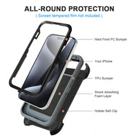 for Black iPhone 16 Pro Case with Belt Clip, for Shockproof iPhone 16 Pro Case Heavy Duty,3 Layers of Sturdy,Anti-Drop,Military-Grade Defender Cover for iPhone 16Pro Case Black