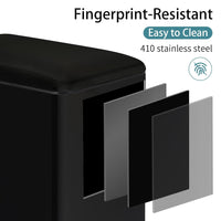 Arlopu 13.2 Gal Slim Kitchen Trash Can with Lid, 50L Stainless Steel Garbage Can, Large Kitchen Rubbish Can, Step Trash Bin w/Foot Pedal and Inner Bucket, Bathroom Trash Can Airtight (Black)