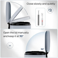 Arlopu 8/13.2 Gallon Step Trash Can, Stainless Steel Garbage Bin, Soft-Close Rubbish Bin with Removable Plastic Inner Bucket, Fingerprint-Proof, Lid Dustbin, Suit for Kitchen Home (Haze Blue, 50L)