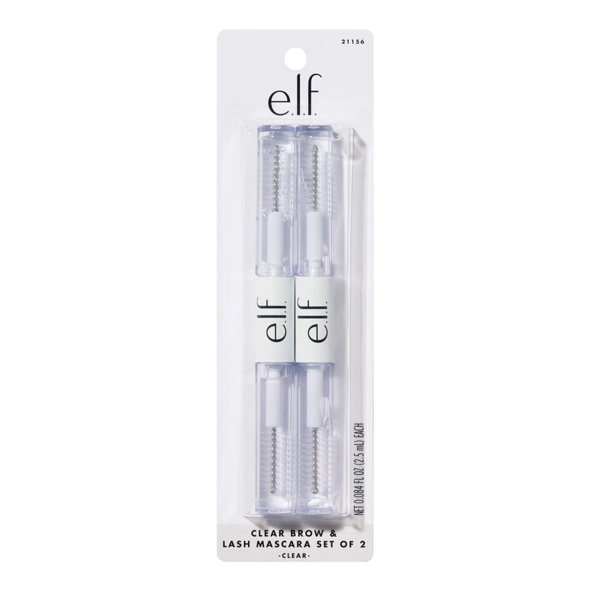 e.l.f. Clear Brow & Lash Mascara, Dual-Sided Brushable Clear Gel For Groomed Brows & Eyelashes, Long-Wear Conditioning Formula, Vegan & Cruelty-Free