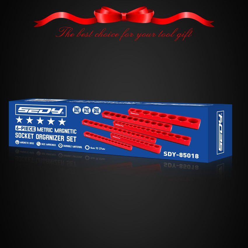 Magnetic Socket Holder Organizer Set: 6-Piece Detachable 1/2 3/8 1/4 Drive Sockets Storage Tray Magnetic Socket Organizer Tool Box Drawer Tool Box Organizers Storage Metric SAE (Sockets Not Included)