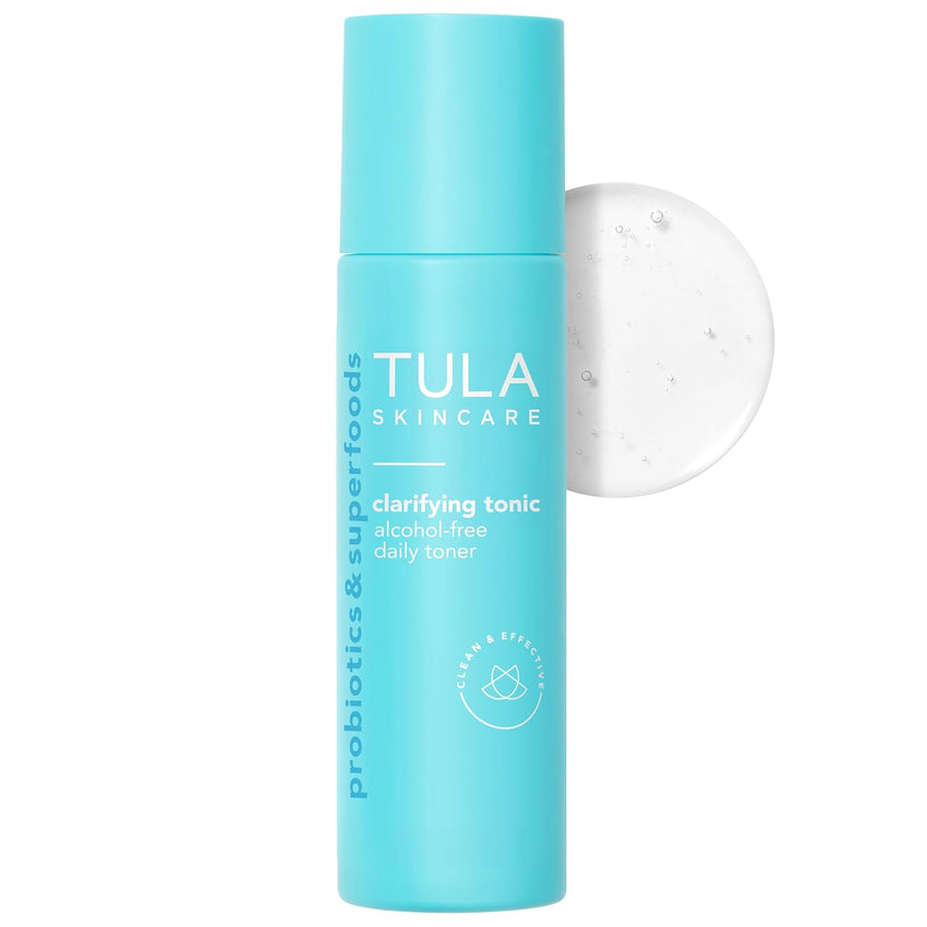 TULA Skin Care Clarifying Tonic Alcohol-Free Daily Toner - Face Toner to Gently Exfoliate and Tighten Pores, Contains Witch Hazel and Niacinamide, 5.07 Fl Oz.