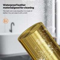 30L/8GAL Gold Brass Kitchen Trash Can,Tall Commercial Garbage can,Large Capacity FILP lid Trash can for Kitchen,Shopping mall,Elevator gate,Airport, Hotel,Commercial (Gold)