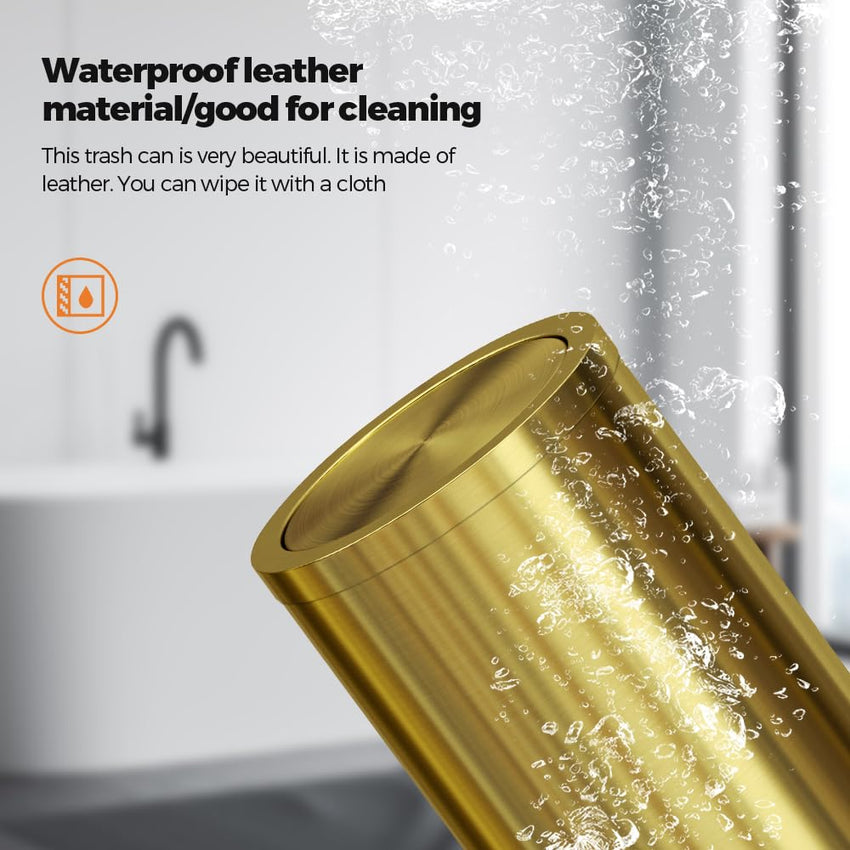 30L/8GAL Gold Brass Kitchen Trash Can,Tall Commercial Garbage can,Large Capacity FILP lid Trash can for Kitchen,Shopping mall,Elevator gate,Airport, Hotel,Commercial (Gold)