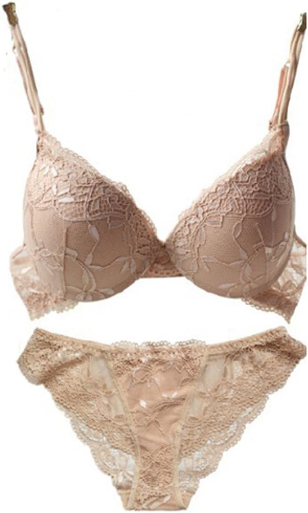 Nanier Women's Solid Lace Push up Bra Set