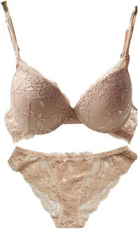 Nanier Women's Solid Lace Push up Bra Set