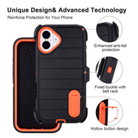 for Phone Case iPhone 16 Plus Case Black with Belt Clip Heavy Duty Holster for ShockPlusof Cases,3 Layers of Sturdy,Military Grade Defender Cover for iPhone 16 Plus Cases Black 6.7 Inch