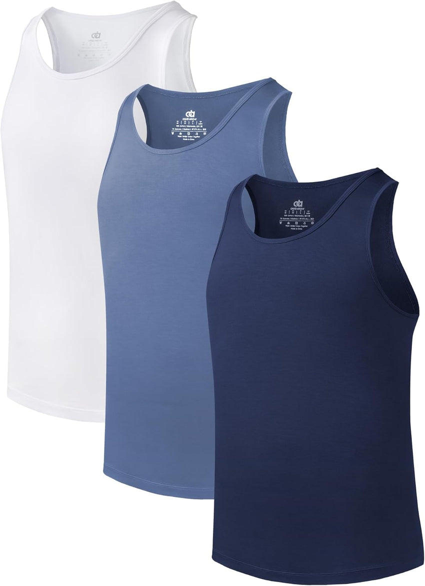DAVID ARCHY Men's Tank Top Bamboo Rayon Undershirts Tank Shirt Moisture-Wicking A-Shirt for Men, 3 or 5 Pack