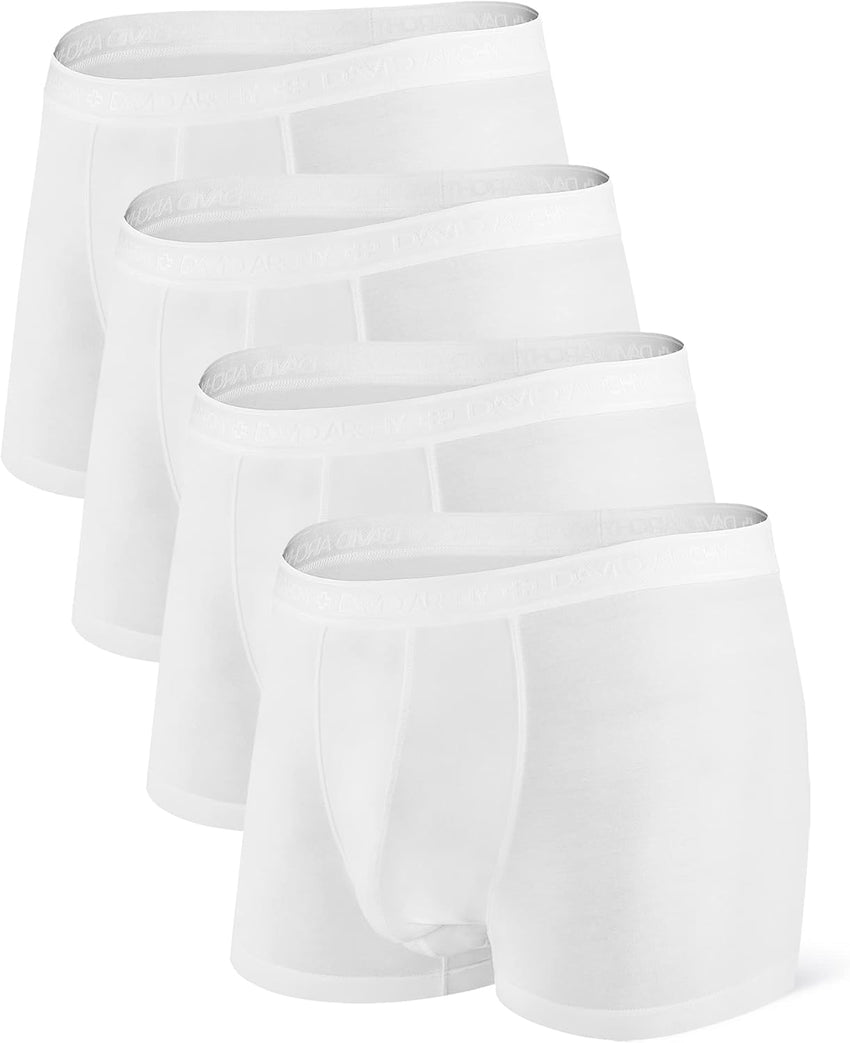 DAVID ARCHY Men's Underwear Ultra Soft Modal Dual Pouch Trunks Ball Pouch Bulge Enhancing Boxer Briefs for Men 3 or 4 Pack