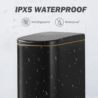 Bathroom Trash Can with Soft-Close Lid 3.5 Gallon Stainless Steel Garbage Can with Removable Inner Bucket Slim Trash Bins for Bedroom, Office (Matte Black)