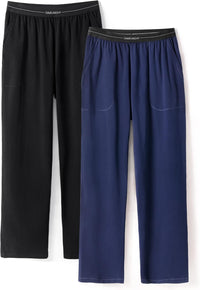 DAVID ARCHY Men's Pajama Pants Cotton Comfy Sleep Bottoms, Lightweight Lounge Pants with Pockets Soft Sleepwear PJs, 2 Pack