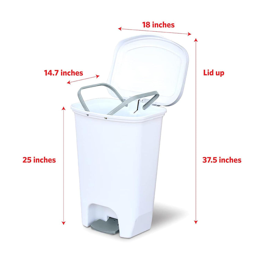 Glad 2 Pack 13 Gal Trash Can | Plastic Kitchen Waste Bin with Odor Protection of Lid | Hands Free with Step On Foot Pedal and Garbage Bag Rings, White