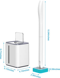 Disposable Toilet Bowl Brush and Holder with 18 pcs Refills Sponges Pad Replacement Cleaner Brush Heads Standing Toilet Brush Storage Caddy for Bathroom Deep Cleaning