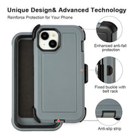 for Black iPhone 15 Case with Belt Clip, Shockproof Heavy Duty Rugged, 3 Layers of Sturdy,Anti-Drop, Military-Grade Defender Cover for iPhone 15 Case Black