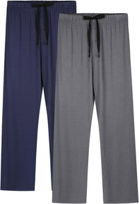 BAMBOO COOL Mens Pajama Pants Sleep Lounge Bottoms Soft Comfy Pj Pant Sleepwear with Pockets 2 Pack