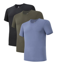 DAVID ARCHY Men's Undershirts Micro Modal Ultra Soft T-Shirts Stretch Moisture-Wicking Crewneck/V-Neck Tees for Men, 3-Pack