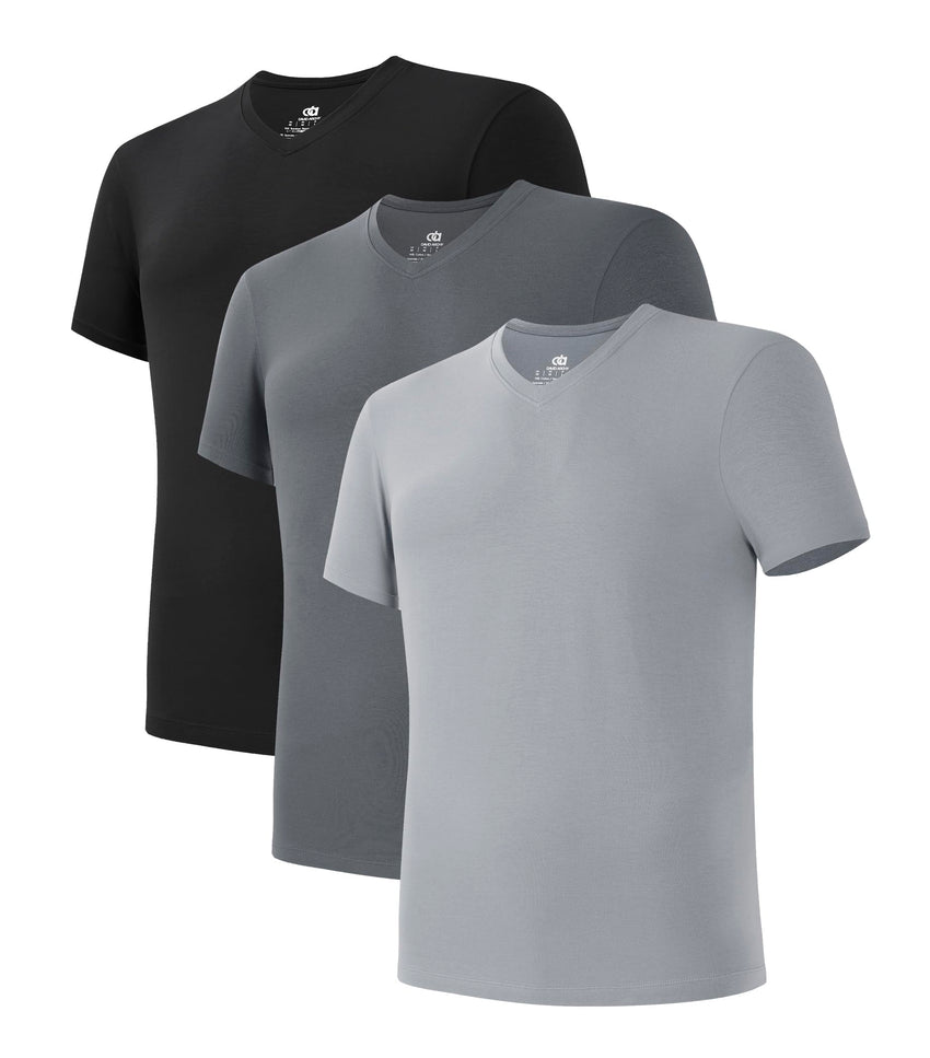 DAVID ARCHY Men's Undershirts Combed Cotton T-Shirt Soft Moisture-Wicking Undershirt Crew Neck or V Neck Tees 3 Pack
