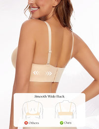 Push Up Padded Bras for Women Add 2 Cups Plunge T Shirt Everyday Bra Seamless Underwire Support