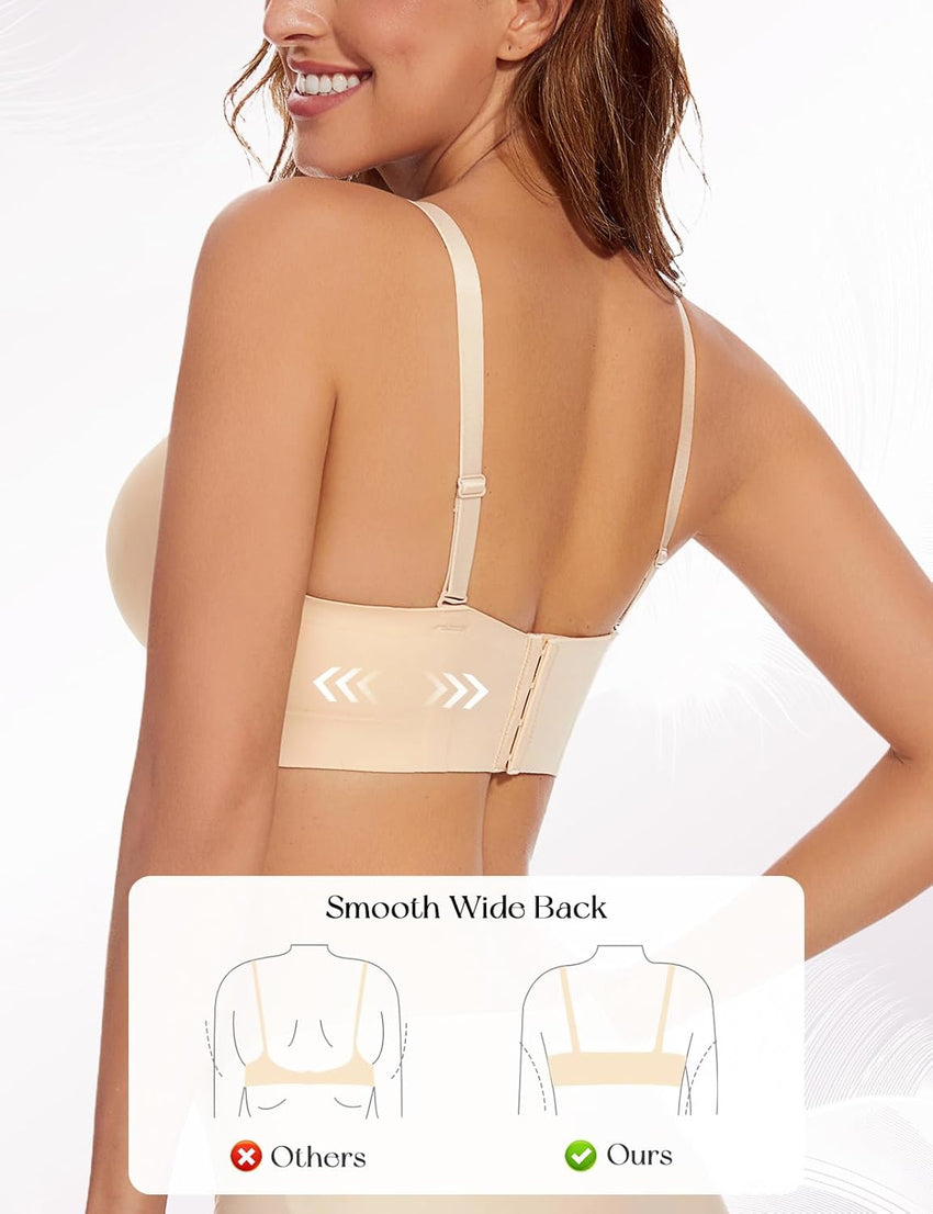 Push Up Padded Bras for Women Add 2 Cups Plunge T Shirt Everyday Bra Seamless Underwire Support