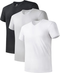 DAVID ARCHY Men's Undershirt Bamboo Rayon Moisture-Wicking V-Neck T-Shirts Stretch Tees for Men, 3 or 5 Pack
