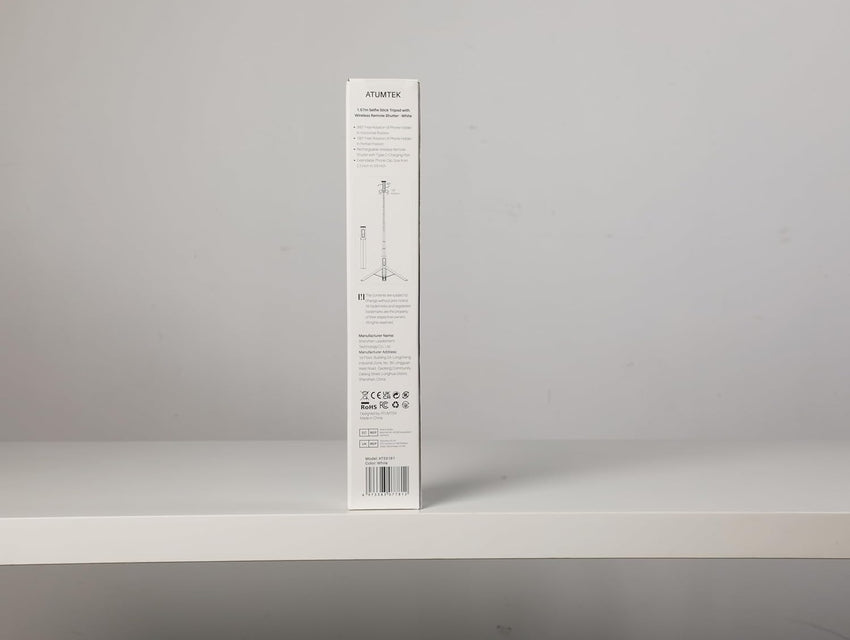 ATUMTEK 62" Selfie Stick Tripod, Extendable Aluminum Tripod with Rechargeable Bluetooth Remote, Compatible with iPhone and Android Smartphones, Perfect for Travel, Vlog, Video and Photo, White