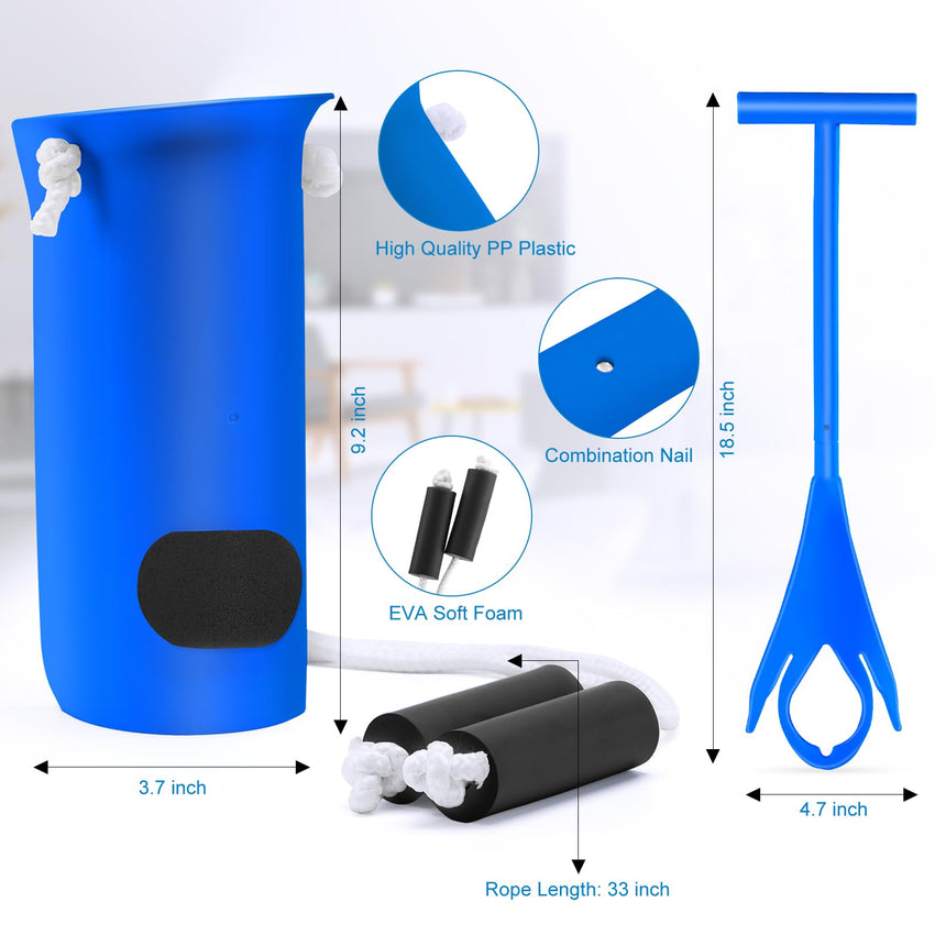 Jellas Sock Aid Kit, Flexible Sock Aid Device with Long Rope - Sock Puller aid Easy on and Off Device for Putting On and Removing Socks or Stockings, Sock Helper for Independence and Comfort (White)