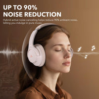 1Mii Y8+ Noise Cancelling Headphones Bluetooth, Wireless LDAC Hi-Res Audio, Custom EQ via App, 75H Playtime, Comfort Fit, Over Ear Headphones Foldable for Airplane Travel Home Office Black