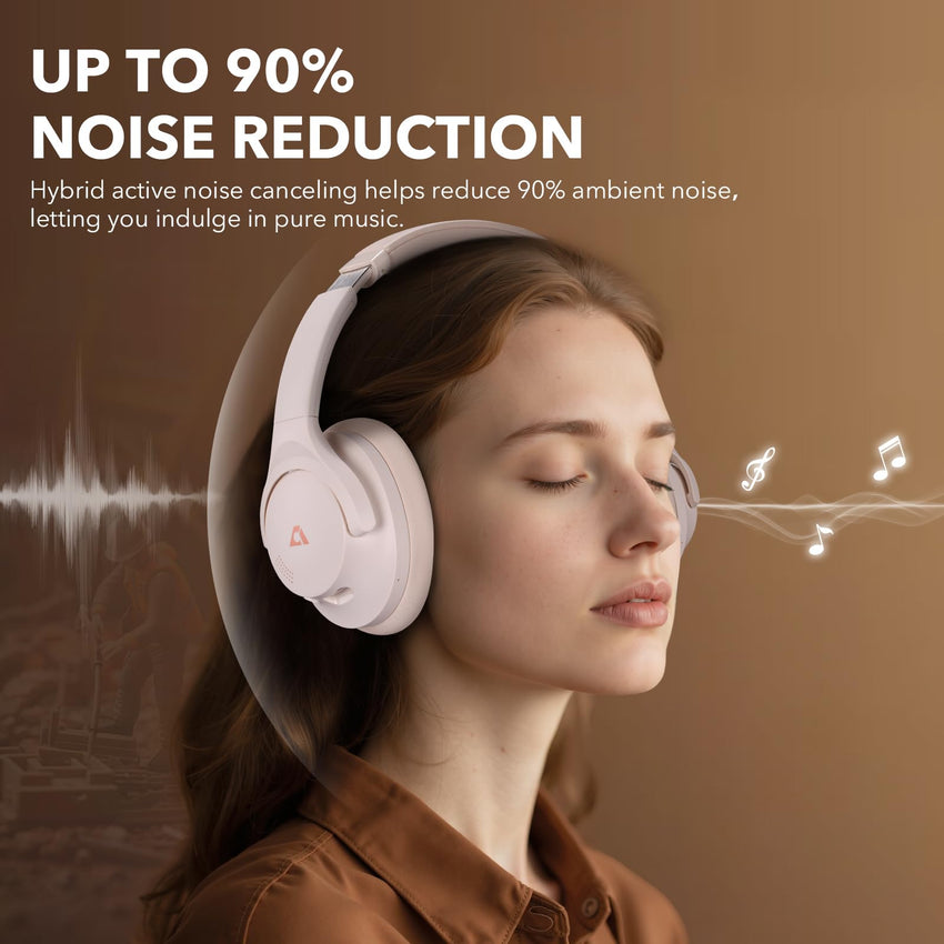 1Mii Y8+ Noise Cancelling Headphones Bluetooth, Wireless LDAC Hi-Res Audio, Custom EQ via App, 75H Playtime, Comfort Fit, Over Ear Headphones Foldable for Airplane Travel Home Office Black