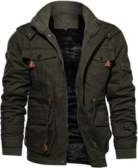 7DAY'S Men's Winter Jacket Cotton Military Jackets Fleece Lined Thick Work Warm Cargo Coats with Hooded