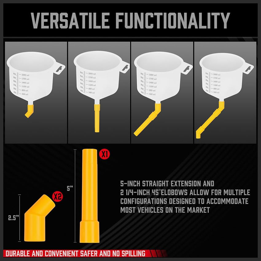 Ultimate No Spill Coolant Funnel Kit - 19-Piece Spill-Free Radiator Funnel Set, Spill Proof Radiator Bleeder Kit, Coolant Filling, Radiator Filler, Extra Funnels and Adapters for Universal Vehicle