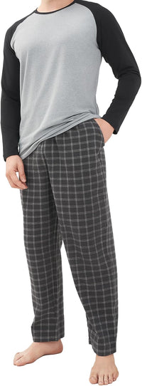 DAVID ARCHY Mens Pajamas Set - Soft Pj Sets for Men Long Sleeve Pajamas Men Cotton Mens Pjs Sets Loungewear with Pockets