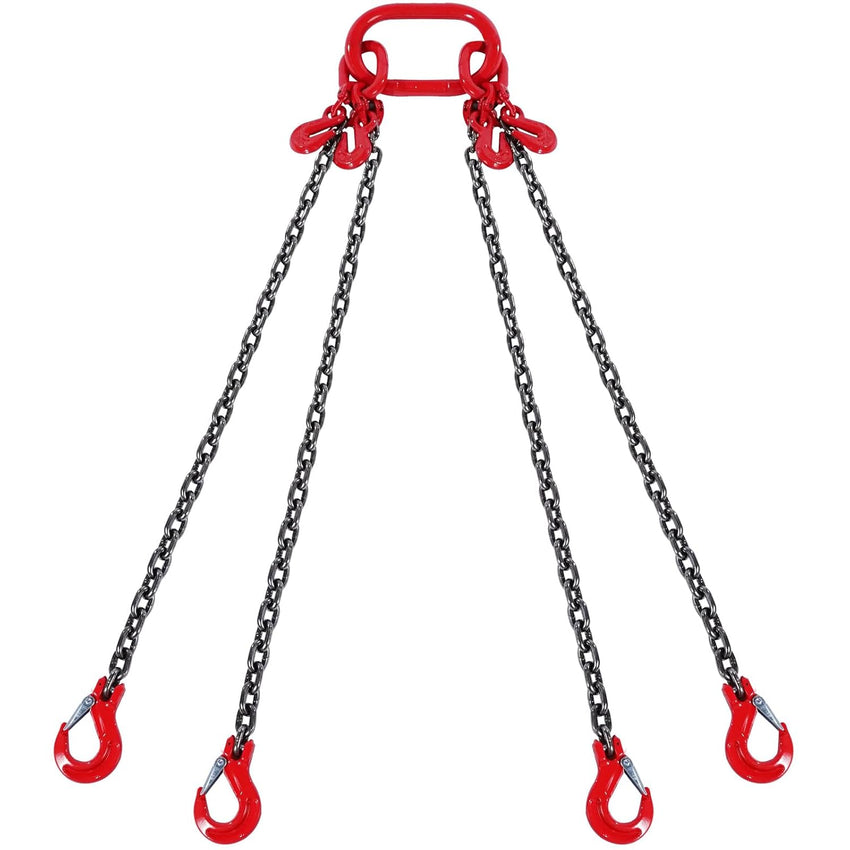 VEVOR Chain Sling, 5/16 Inch X 5 Ft Lifting Chains with Hooks, G80 Engine Chain Hoist Lifts, 11000LBS Lifting Sling Chains for Engine Hoist, Engine Lift Chain 5T with 4 Leg Grab Hooks and Adjusters