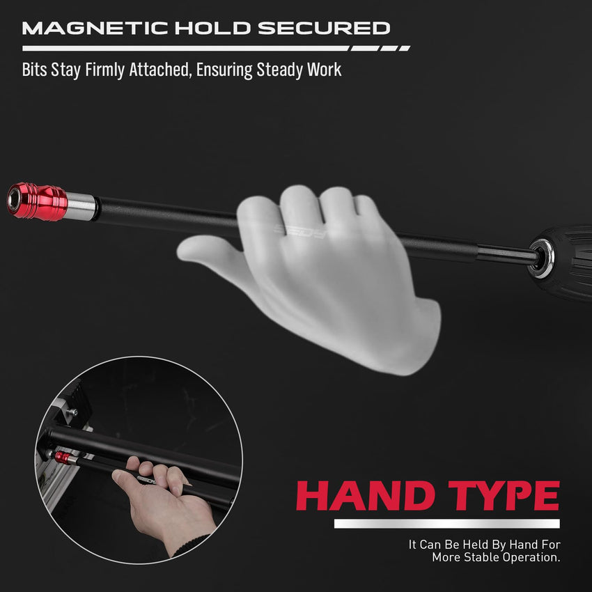 5-Piece 2", 4", 6", 12", 17" Extra Long Magnetic Screwdriver Bit Holders, 1/4 Inch Hex Shank Quick Release Extension Adapter, Durable CR-V Steel, Universal Fit for Impact Driver Bits