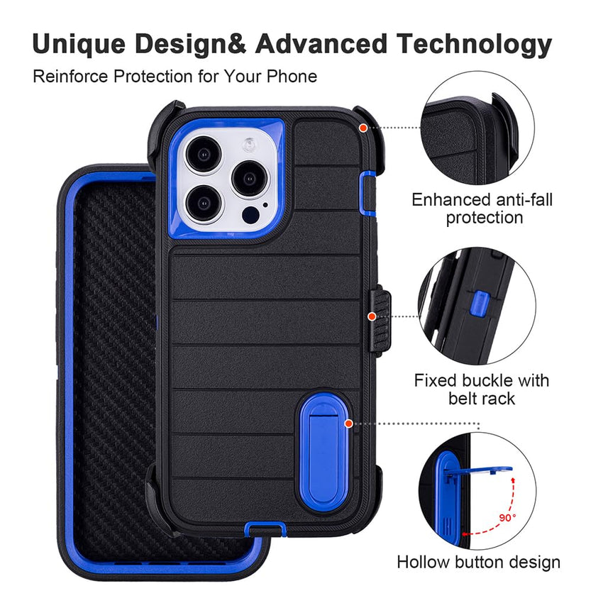 Phone Cases for iPhone 12 Pro Max Case Black with Belt Clip,3 Layers of Sturdy,Military Grade Shockproof ProMax Holster Protective Cases for Heavy Duty iPhone 12 Pro Max Phone Case Black Blue