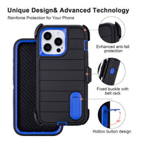 for Phone Case iPhone 15 Pro Max Case Black with Belt Clip Heavy Duty Holster for Shockproof Cases,3 Layers of Sturdy,Military Grade Defender Cover for iPhone 15 Pro Max Cases Black 6.7 Inch