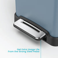 Home Zone Living 12 Gallon Slim Kitchen Trash Can with Soft Close Lid, Step Pedal, Bag Tuck Band, and Removable Liner, Stainless Steel, Midnight Blue, 45 Liters