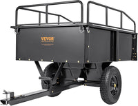 VEVOR ATV UTV Trailer Tow Behind Dump Cart, 1500lbs 15 Cubic Feet, Heavy Duty Yard Garden Trailer Pull Behind Dump Trailer for Lawn Mower Tractor
