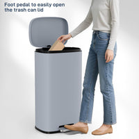 Arlopu 8/13.2 Gallon Step Trash Can, Stainless Steel Garbage Bin, Soft-Close Rubbish Bin with Removable Plastic Inner Bucket, Fingerprint-Proof, Lid Dustbin, Suit for Kitchen Home (Haze Blue, 50L)